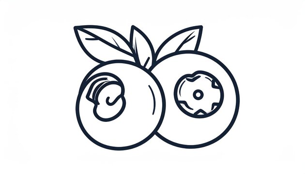 Minimalist thick line drawing of two blueberries.
