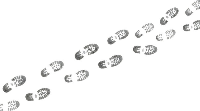 Set of human footprints isolated on transparent background