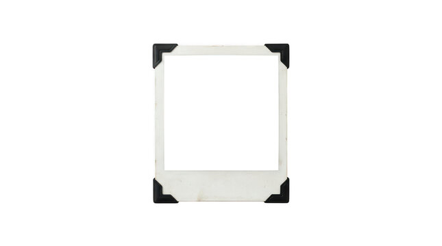 Vintage photo frame with black corner tabs isolated on transparent background