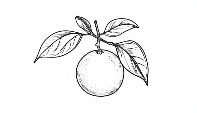 Hand drawn orange fruit branch sketch illustration