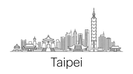 Obraz premium Taipei Skyline Silhouette - Modern and Traditional Architecture Panorama