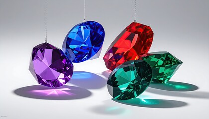 Fototapeta premium Vibrant Gemstones Hanging and Casting Colored Shadows
