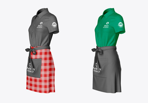 Waitress Short Sleeve Uniform Mockup