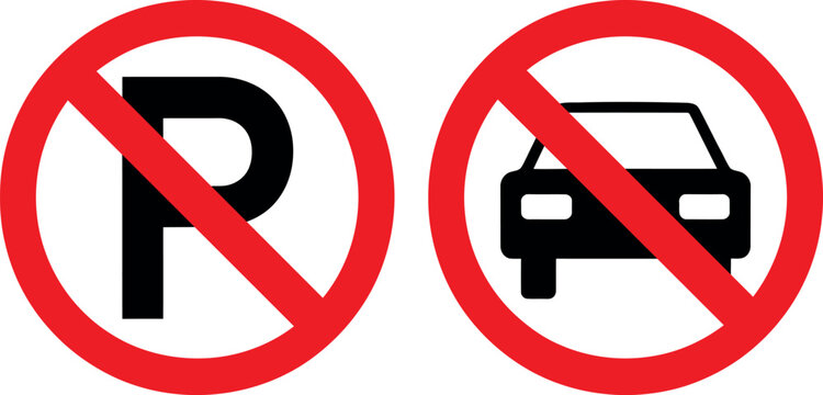 No parking and no vehicles prohibited sign icons