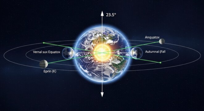 Earths Axial Tilt and Orbital Positions Throughout the Year.