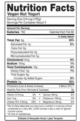 Fototapeta premium nutrition facts vector label template for vegan nut yogurt featuring health, food