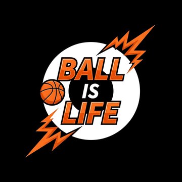 A motivational graphic with a basketball and the phrase Ball is Life