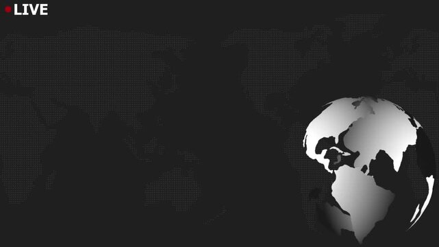 Digital Earth globe rotating animation, News background seamless loop, breaking news studio background, News background with world map earth globe. Motion graphics of world map icon. 4k video.