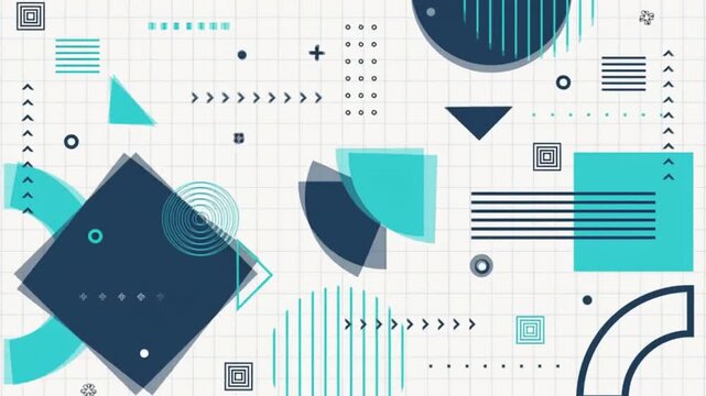 Abstract geometric shape loop element motion graphic background template. Colorful circle and square animation modern design style