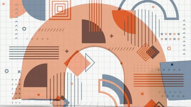 Abstract geometric shape loop element motion graphic background template. Colorful circle and square animation modern design style