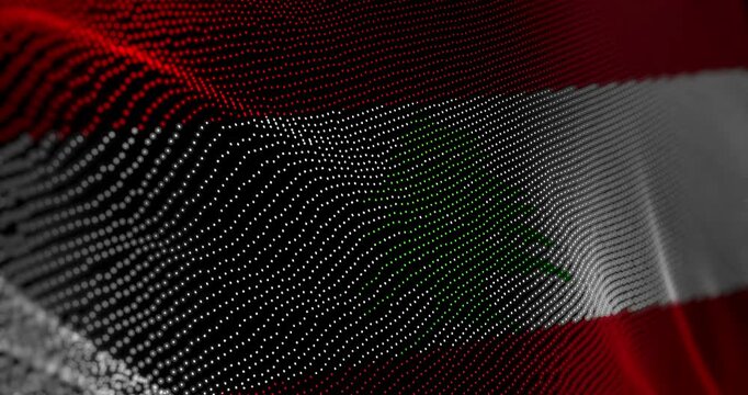 Lebanon flag waving pixel. Lebanese blowing banner cyber attack hack and security concept animation.