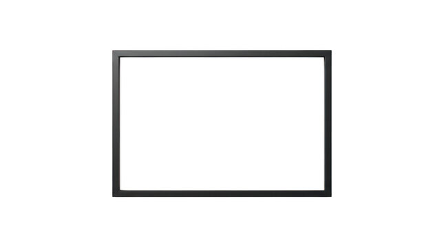 Empty black rectangular picture frame isolated on transparent background