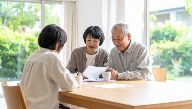 保険内容を確認するシニア夫婦