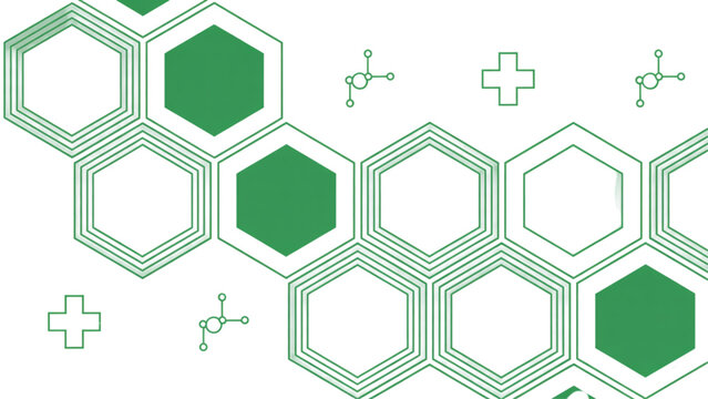 Colorful geometric molecular structures with hexagons and pentagons in scientific illustration style Vector