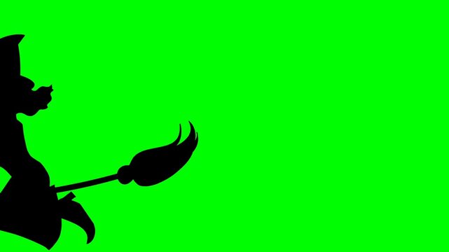 A Witch Flying on a Broomstick