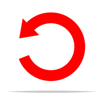 Red counter clockwise arrow symbol vector isolated illustration