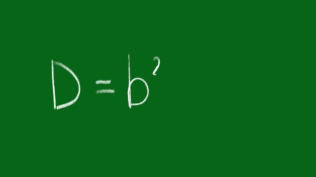 Chalk Writing Quadratic Equation Discriminant Formula Animation on Transparent Background 4K