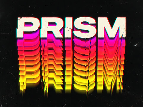 Prismatic Prism Text Motion Blur Dispersion, Neon Rainbow Chromatic Aberration Typography Poster Graphic