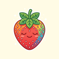Obraz premium Colorful Smiling Strawberry Fruit Icon.
