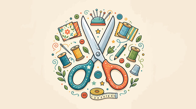 Colorful Scissors Crafting Station Supplies.