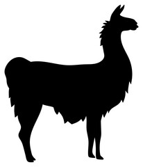 Fototapeta premium Llama silhouette stencil template isolated on background. Black alpaca profile shape for logo design, t-shirt print, farm animal icon, scrapbook, cutting programs