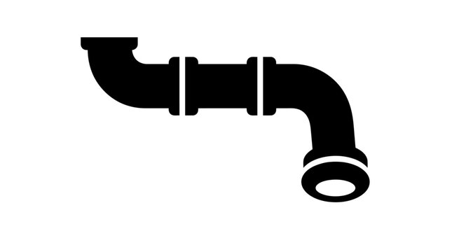 Black pipe, elbow pipe, plumbing icon, pipe fitting, industrial symbol
