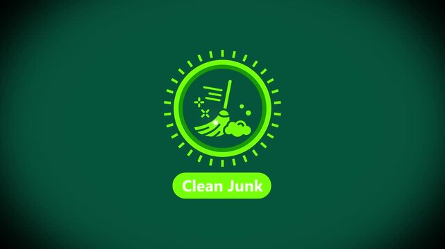 Clean junk animated for system optimization and digital maintenance software computer performance software motion animation