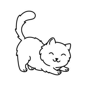 Stretching Cat Exercise Pose Line Icon
