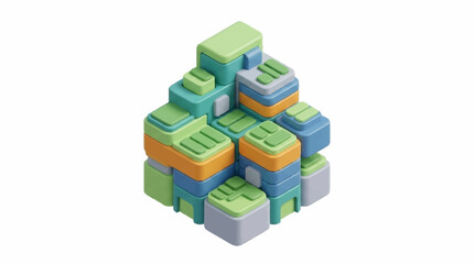 Fototapeta premium Colorful interlocking plastic building blocks structure.