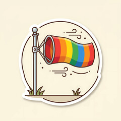 Rainbow colored megaphone on pole. © Saka