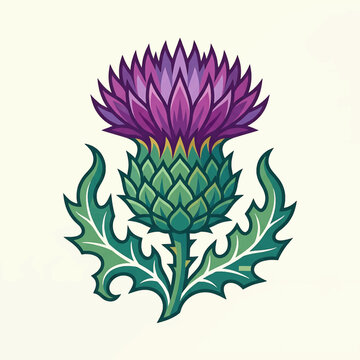 Vibrant Purple Thistle Flower Illustration.