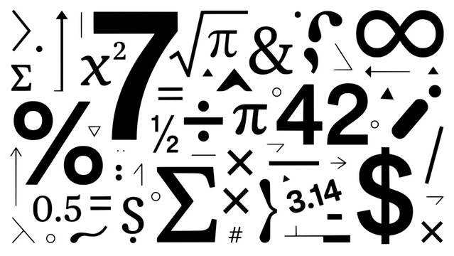 Abstract Pattern of Mathematical Symbols and Numbers, Science and Education Concept Featuring Math, Mathematics, Symbol with Number and Calculation