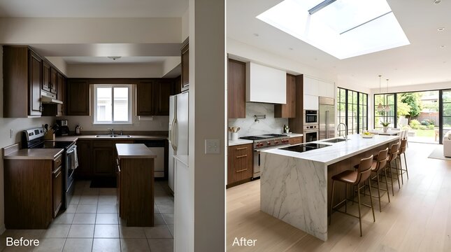 Kitchen Renovation Before After: Dark Old To Modern Bright Open Concept