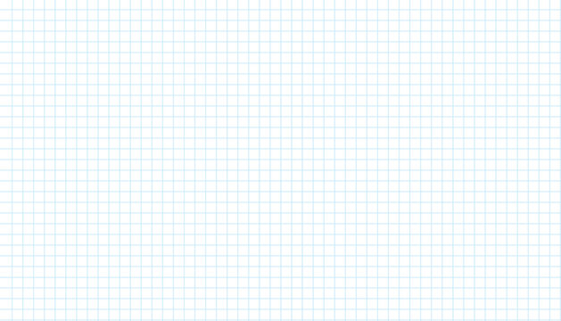 Graph paper background with blue square grid on white sheet. School notebook texture for education, mathematics, worksheets, stationery, printable templates and graphic design.