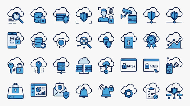 Collection of Cybersecurity and Cloud Computing Icons