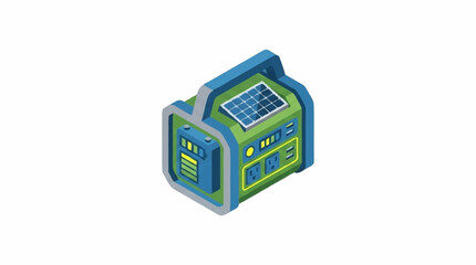 Futuristic portable device with solar panel and digital display. © Temenan