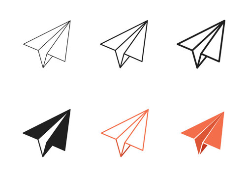 paper airplane vector icon set. paper plane icons set for message send concept or origami design element