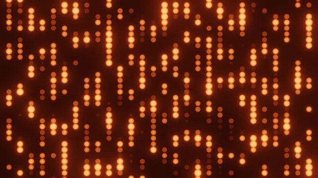 Warm golden orange LED dots dynamic matrix pattern seamless looping abstract background