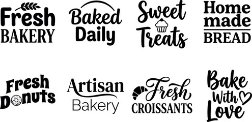 Fototapeta premium Typography design featuring bakery-themed text styles for branding and marketing. Creative font set for food business branding and packaging.