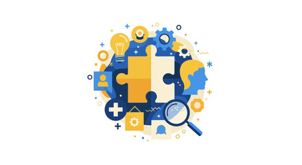 Fototapeta premium Modern Flat Illustration for Business Collaboration, Strategic Planning, and Creative Problem Solving Concept