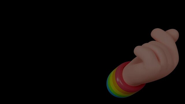 Korean Finger Heart Gesture with Floating Mini Rainbow Heart Sign