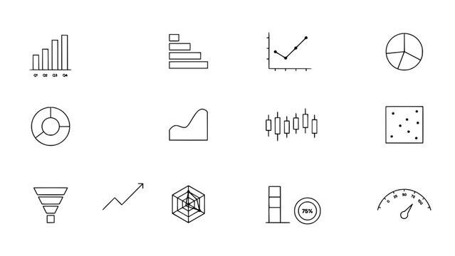 Charts and Graphs Including Bar Charts, Pie Charts, Line Graphs, and Scatter Plots Featuring Data Visualization, Statistics, Infographic