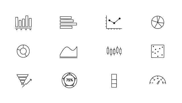 Charts and Graphs Including Bar Charts, Pie Charts, Line Graphs, Scatter Plots, and More Featuring Data Visualization, Statistics, Infographic