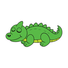 Fototapeta premium Cute Green Crocodile Cartoon Vector