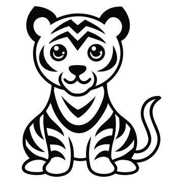 Cute Baby Tiger Line Art Vector Illustration Perfect For Fun Coloring Pages