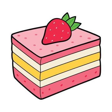 Strawberry and cream cake vector