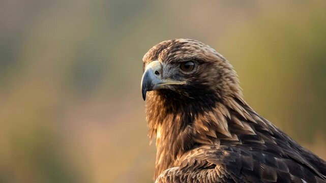 golden eagle close up in denali national park alaska morning light video