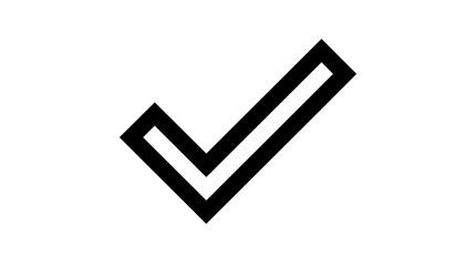 Minimalist check mark vector icon, black outline tick symbol on white background, simple validation and approval sign for web interface © Digi lite