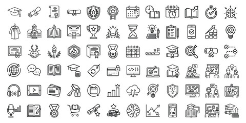 Fototapeta premium Comprehensive collection of business and lifestyle line art icons set with business lifestyle collection marketing management strategy planning