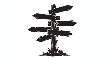 Black wooden signpost with multiple pointers on white background © Jerin